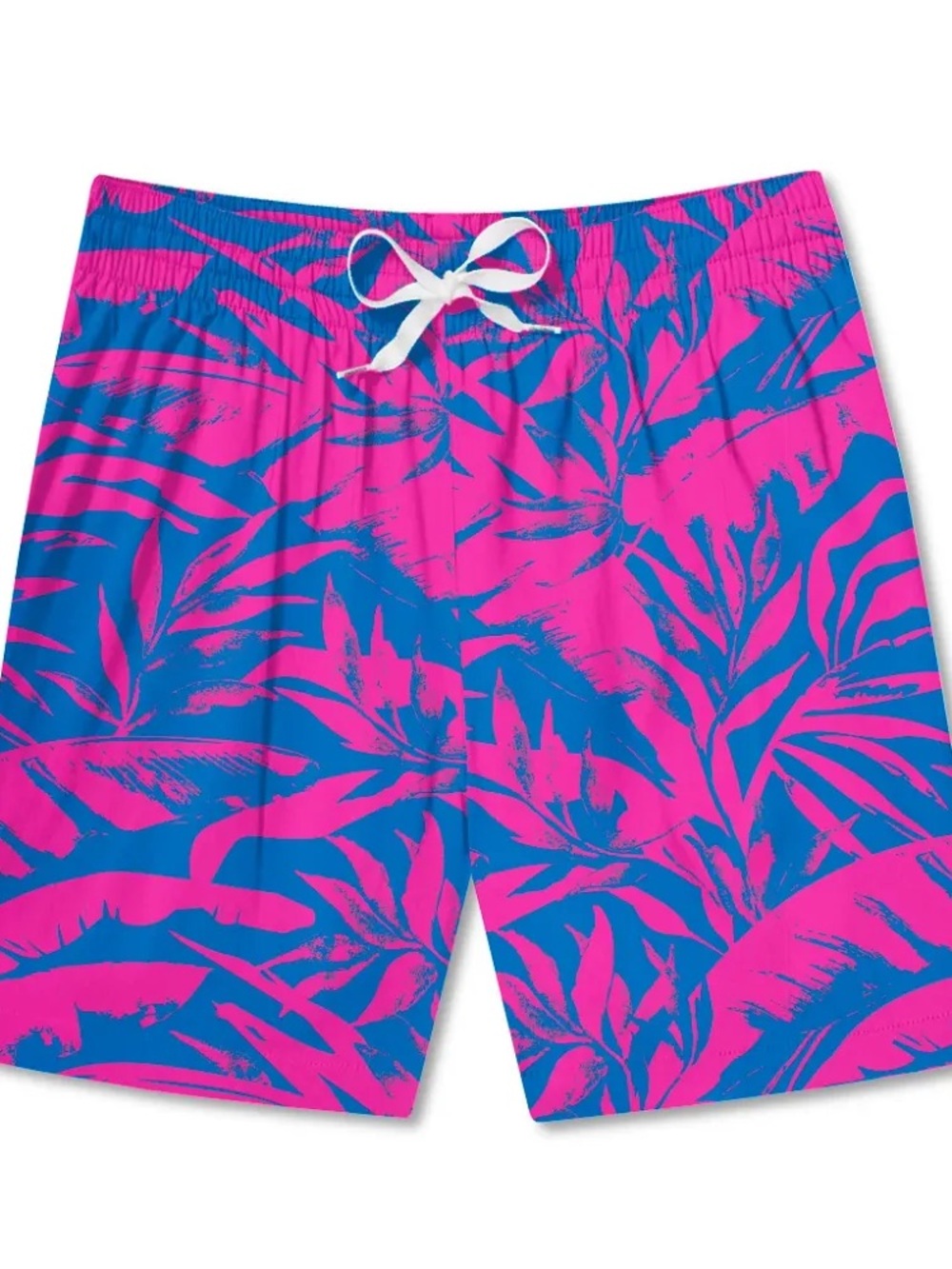 Chubbies Men’s 5.5 SwimTrunks Palm Springs Pink Blue Tropical Palm Leaf M